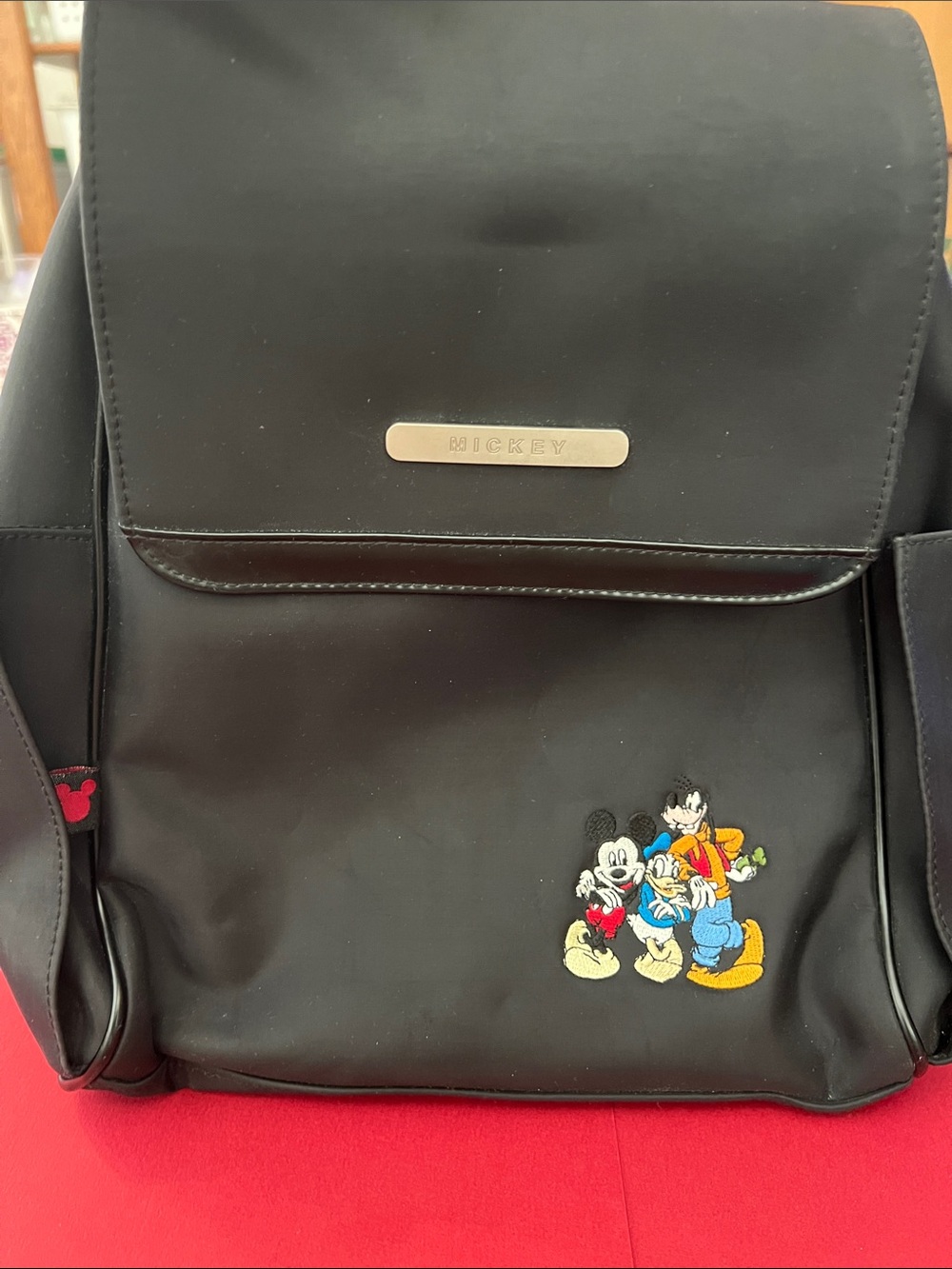Vintage Disney Store Mickey & Friends Embroidered Black Backpack